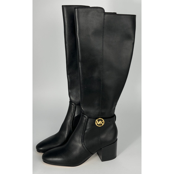 NEW MICHAEL KORS BLACK CARMEN RIDING TALL LOGO BOOTS SIZE 6.5 - Picture 16 of 16